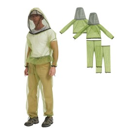 HENNCHEE Mosquito Suits for Adult, Mesh Net Bug Hooded Jacket Pant, Outdoor Full Body Protection Mosquito Proof Clothing (S/M)