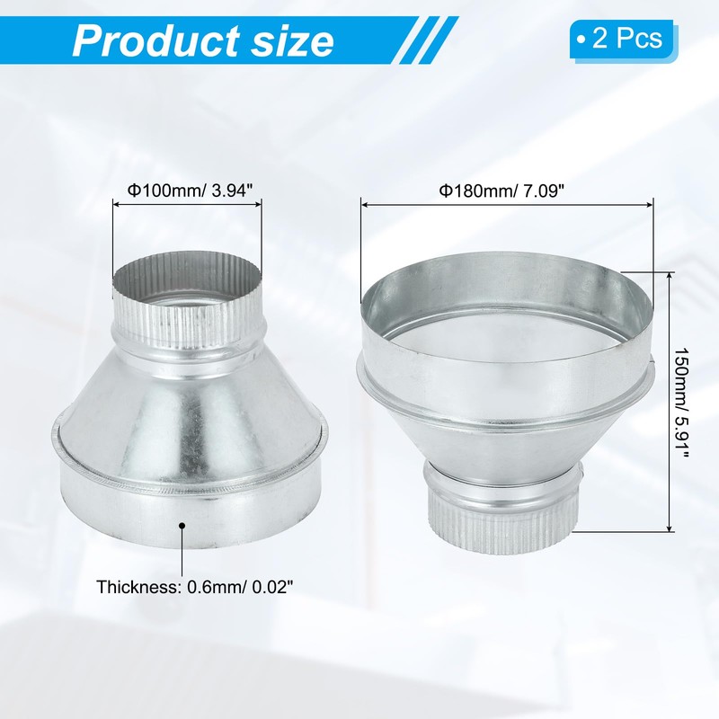 PATIKIL 7 Inch to 4 Inch Duct Reducer, 2 Pcs