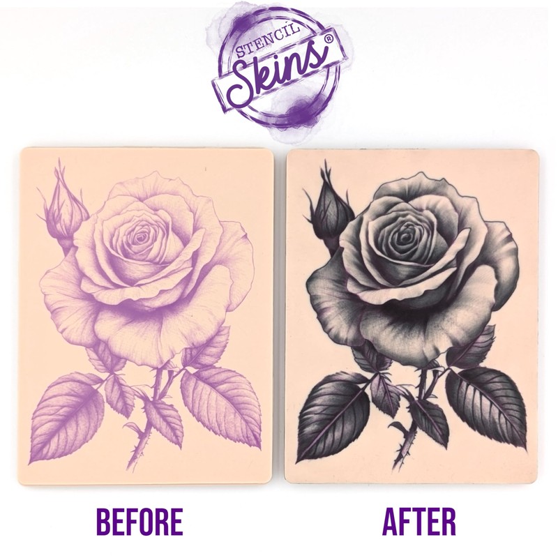 Pre-Printed Tattoo Practice Skins with Stencils | 3mm Fake Skins