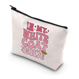 WSNANG In My White Coat Era Makeup Bag White Coat Ceremony Gift Future Doctor Zipper Bag Nurse Practitioner Gift (White Coat bag)