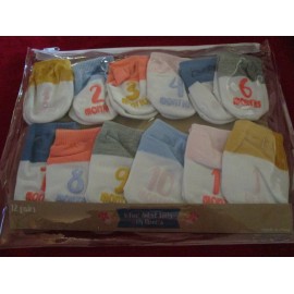 Gertex 12 Pairs Newborn Infant Baby Boy Girl Milestone Soft Ankle Socks 1-12 Months