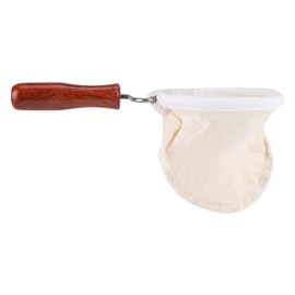 Coffee Filter Flannel Cloth Permanent Coffee Strainer Washable Hand Filter with Wooden Handle Tool (S)