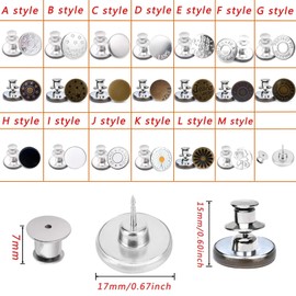 Urmspst Urmspst 8 Pcs Button Pins for Loose Jeans, No Sew Instant Jean Button Pins, Reusable and Adjustable Clothes Buttons