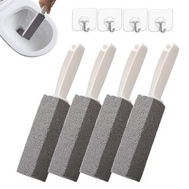 Piedra Pómez de Limpieza ; Limpiador de Inodoro con Mango extralargo;Cepillo de baño Cepillo de baño de Piedra pómez ;para Limpieza Baño/Inodor/Parrilla/Cuidado De Los Pies(4pcs+4 Ganchos)