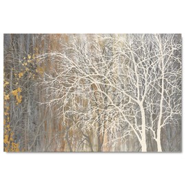 Yihui Arts Canvas Wall Art Hand Painted White Tree Picture Painting Brown Forest Landscape Nature Artwork for Bedroom Bathroom Home Office Living Room Decorations