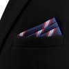 S&W SHLAX&WING Men's Pocket Square Striped Blue Navy with Red