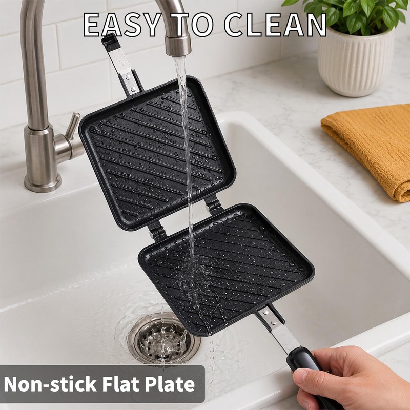 Sandwich Maker Panini Press Stovetop Double-Sided Home Camping