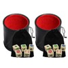 Black PU Leather Red Felt Lined Dice Cup with Ivory
