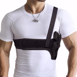 Quick Draw Shoulder Holster - Belly Band Holster for Everyday Comfortable Concealed Carry for Small, Compact and Other Similar Gear, Right Handed, Black 45"