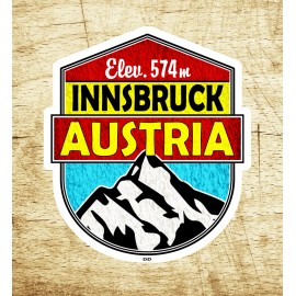 Ski Innsbruck Austria Vintage Travel Sticker Decal 3.25" x 2.75" Laptop Skiing