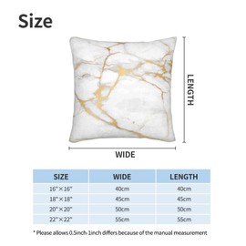 Perinsto Golden Yellow Marble Texture Throw Pillow Covers Set of 2 Decorative Pillowcases Soft Cushion Covers for Sofa Couch Bed Home Decor, 16"X16"