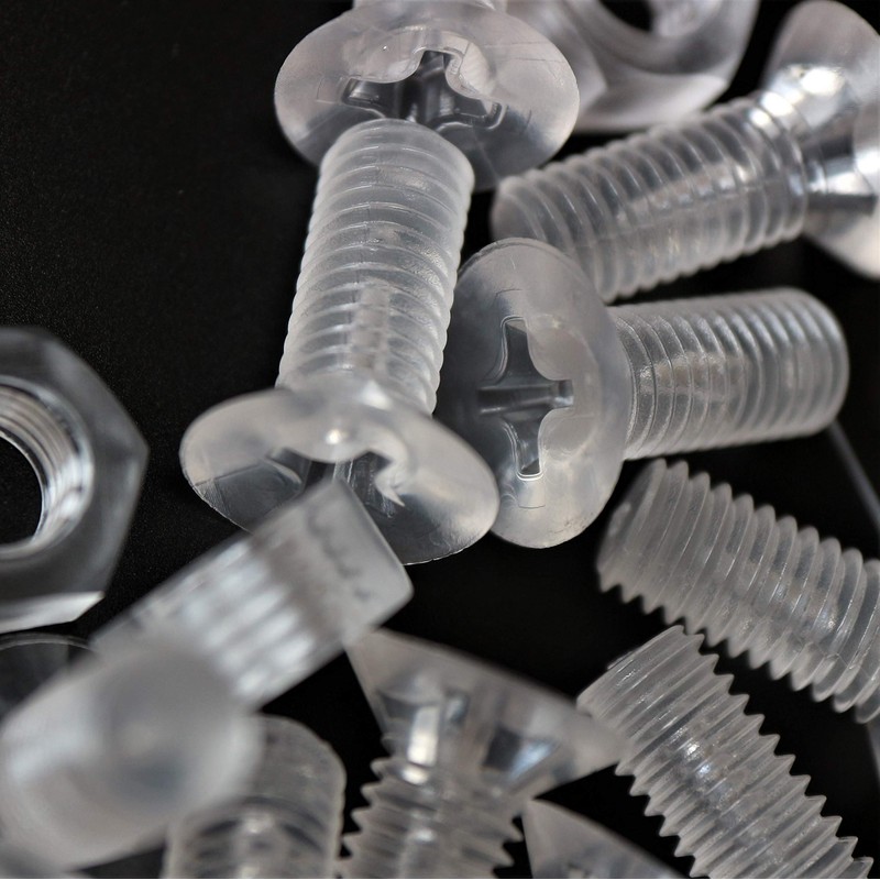 25 x Crosshead Countersunk Screw Nuts and Bolts, Transparent Clear