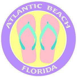 Athena Brands Flip Flops Atlantic Beach - Car Truck Window Bumper Graphics Sticker Decal - Panama Purple