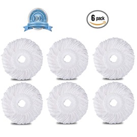 6 Pack Microfiber Spin Mop Replacemet Head for 360° Spin Mop, Round Shape Standard Size Mop Refills for Hurricane Mopnado