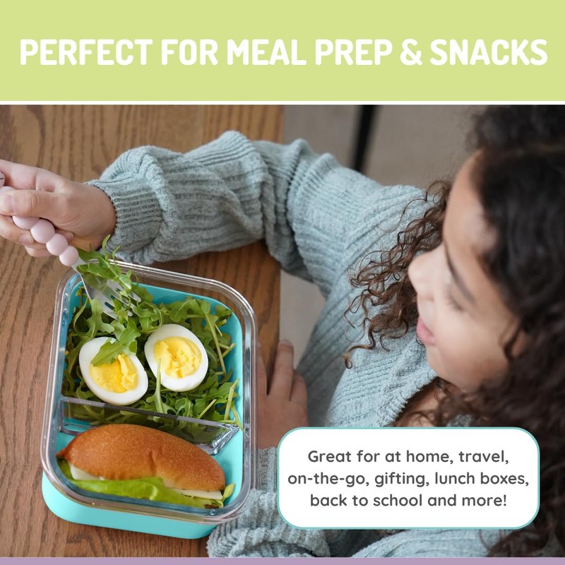 melii Glass Bento Box with Silicone Sleeve, Resistant Borosilicate, Airtight