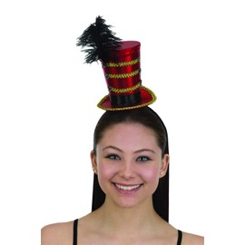 Circus Ringmaster Majorette Mini Cocktail Top Hat w Feather Costume Accessory