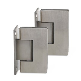 SUNNY SHOWER Glass Door Hinge Frameless Pivot Shower Door Glass Clamp, 90 Degree Wall to Glass Brushed Nickel Finish Solid Stainless Steel, 2 Hinges