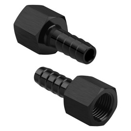 TRUCKMETER 6AN Female to 3/8 Hose Barb Fittings Adapter, Black Hard Aluminum Hex Anodized Push On Barb Connector, Automotive Accessories Suitable for Vehicle Fuel Oil Line Modification