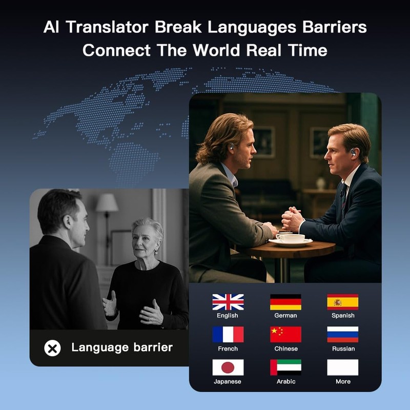 AI Translation Earbuds Real Time, 3-in-1 Translator Earbuds 144 Languages,