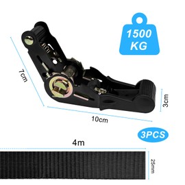 Chiluxendo Pack of 3 Lashing Straps with Ratchet, Lashing Strap 2.5 cm x 4 m, Lashing Straps with Ratchet, Telescopic Ratchet Strap with Mounting Strap, Ratchet Straps with Clamping Lock, Ratchet
