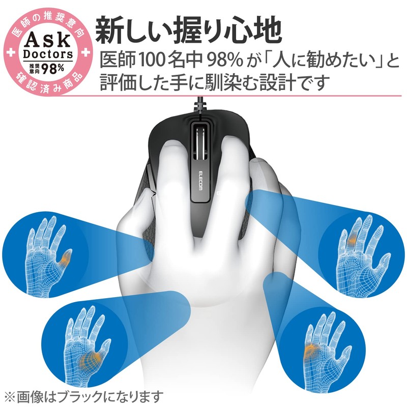 エレコム マウス 有線 Sサイズ 小型 5ボタン (戻る・進むボタン搭載) BlueLED 握りの極み レッド