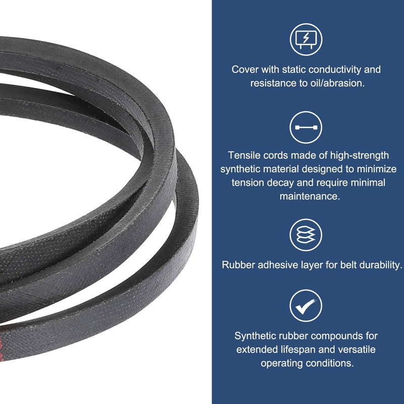 sourcing map 3L520 Classic Wrapped Rubber V-Belt, 52"(1321mm) Outside Circumference,