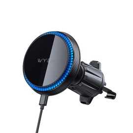 WYE 15W In-Car Wireless Charging Air Vent Holder, Fast Wireless Charging, MagCharge Magnetism, 360° Rotatable, LED Charging Indicator, Fits 6.1-6.9 Inch Devices (Black)
