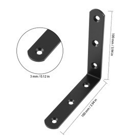 ZEONHAK 30 Pack Black L Bracket, 4 x 4 Inch Heavy Duty Corner Brace Bracket, Shelf Bracket for Wood Chair Bookshelf Cabinets Furniture, with Screws