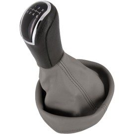 Recambo Gear Knob + Gear Stick Gaiter Set 6 Gears Suitable for Mercedes C-Class W203 S203, 2000-2007, Plug & Play, Car Gear Lever Shift Gaiter, Grey