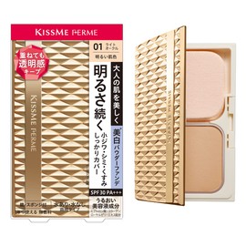 Kiss Me Ferme SPF30 PA+++ Cover and Bright Skin Powder Funde 01 Light Skin Tone, 0.4 oz (11 g), Compatible with Expression Wrinkles, Both with or Without Water