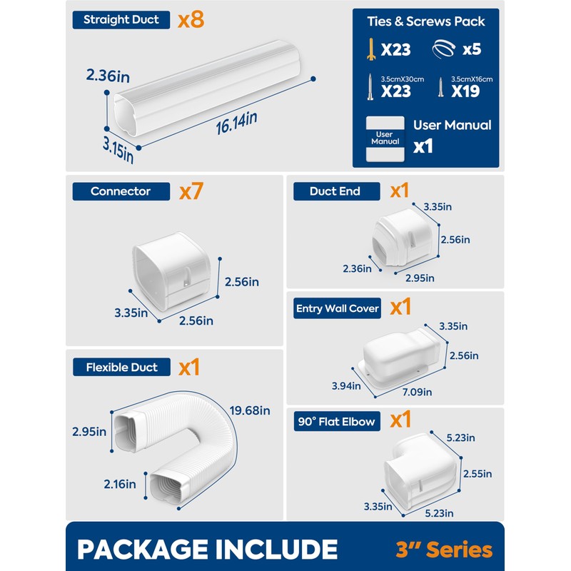 Nouscan 3" 13Ft Mini Split Line Set Cover with Flexible