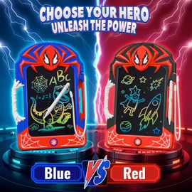 LCD Writing Tablet 2 Pack–Red & Blue Hero Styles with Web Stylus & Grip, Colorful Doodle Board Drawing Pad Toy Gift 3 4 5 6 7 8 10 11 12 Year Old Boys Girls Toddler Age 3-4 4-6 6-8 8-12 Birthday Gift
