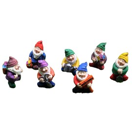 Comphic 7 Pieces Gnomes Fairy Resin Statues Mini Garden Statues Decoration Tale Statue for Holiday Festival Decoration