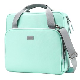 Losong 4 Inch 3 Ring Zipper Binder D-Ring, Multi-Pocket School & Office Binder Organizer, 800 Sheet Capacity, Compatible with 13-Inch MacBook (Patent Design Light Blue)