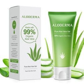Aloderma 99% Organic Aloe Vera Gel for Face Made within 12 Hours of Harvest - Natural Hydrating Pure Aloe Vera for Soothing Skincare - Moisturizing Aloe Gel for Skin, Face, & Sensitive Skin, 4.02 oz