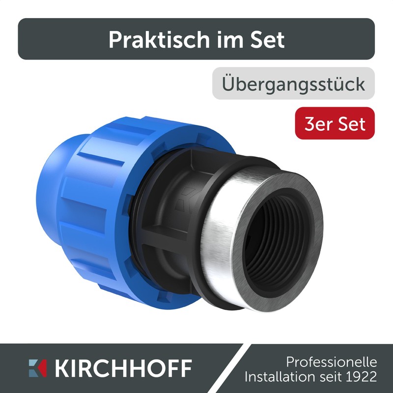 Kirchhoff Fitting Transition Piece with Internal Thread, Plastic, 20 mm