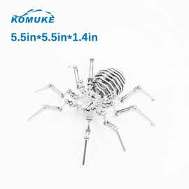 KOMUKE Colorful 3D Metal Puzzle Scorpion DIY Model Kit, Puzzle Jigsaw Scorpion King 3D Stainless Steel Ornaments (Blue), Shipping from US - Color: spider