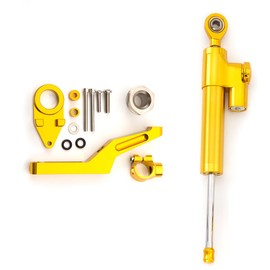 FXCNC Motorcycle CNC Steering Damper Stabilizer Buffer Control Bar With Mounting Bracket Kit Full Set Compatible with Ninja 600 ZX636 ZX6R ZX-6R 2009-2020