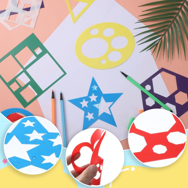 12 Pieces Shape Stencils Geometric Stencils Simple Drawing Stencil Template