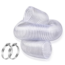4" X 10' Dust Collection Flexible Hose with 4 In Clamp Heavy Duty Pvc Dust Debris and Fume Collection Hose for Dust Collection Systems, Clear Color