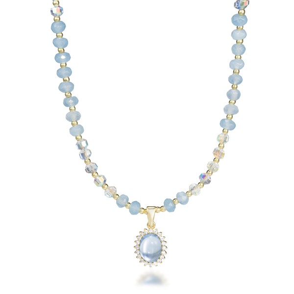Melhill Aquamarine Necklace for Women Gemstones Beaded Necklace Healing Crystal