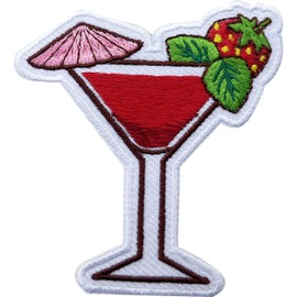 Zolawe - Parche de cóctel de vidrio rosa, parches para planchar para ropa, mochilas, sombreros, bolsas de vaqueros, parches bordados, parches para planchar en bonito parche de fresa, lindo regalo de