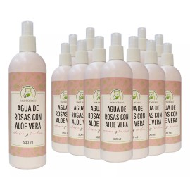 Productos Mart Mexico Agua De Rosas Con Aloe Vera Hidratante Facial (500ml) 12pack Momento De Aplicación Día/noche Tipo De Piel Todo Tipo De Piel