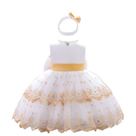 TUIJI White Baptism Dresses for Girls Christening Dresses for Baby Girl White Wedding Dresses Infant White Dresses for Baby Girls White Gold 80