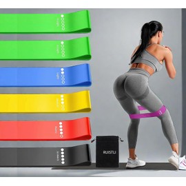 RUISTLI Ligas de Resistencia para Ejercicio 5+1 PCS,Bandas de Resistencia Ejercicio en Casa-Gym,Equipo de Gym para Hombres y Mujeres,Ligas para Ejercicio para Pilates,Yoga,Engrosar el Material TPE