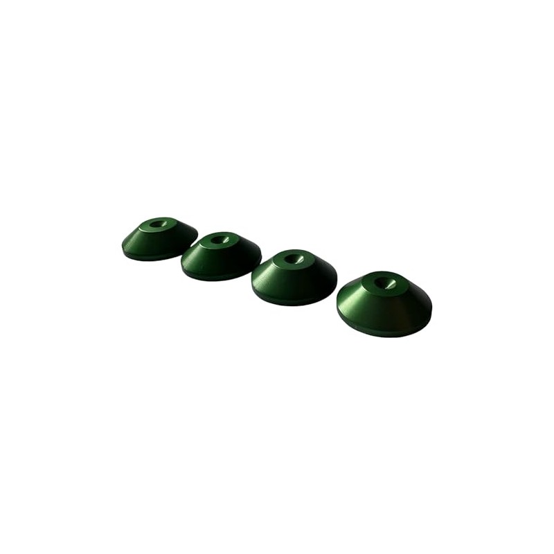 PrecisionGeek 4 x Anodised Aluminium Green Tapered Speaker Pads with