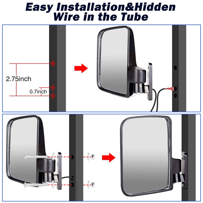 Universal Golf Cart Side Mirrors Rear View Mirror with Turn