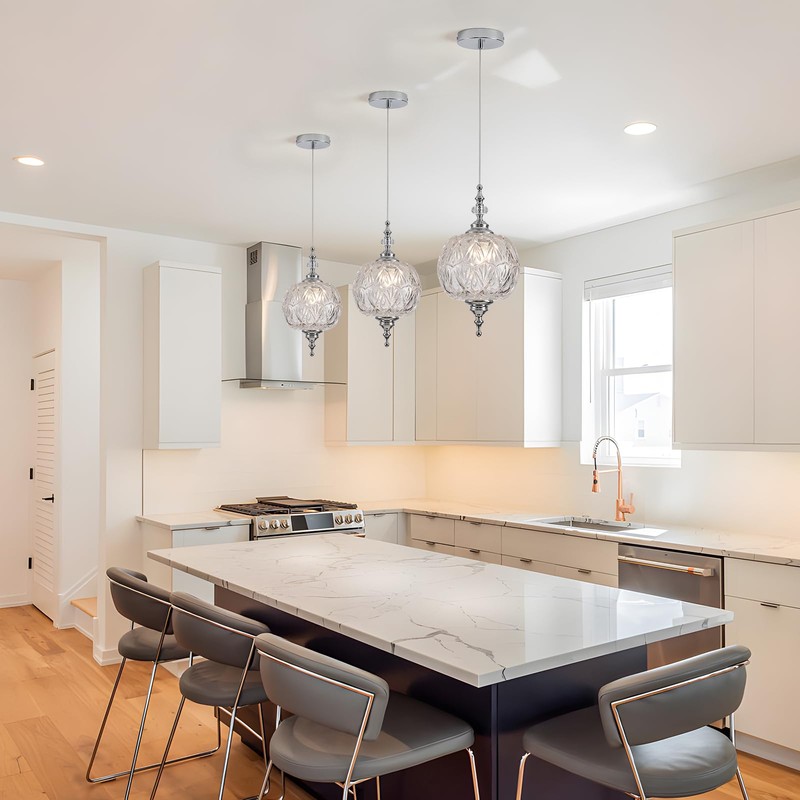 TLOLGT Modern Chrome Pendant Light Fixtures 8.3" Pendant Lighting for