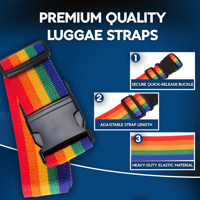 4 Pack Heavy Duty Luggage Straps – Adjustable Suitcase Packing