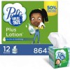 Puffs Plus Lotion 2-Ply Facial Tissues 12 Cube Boxes, 72